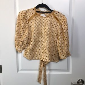 Topshop Yellow Patterned Blouse
